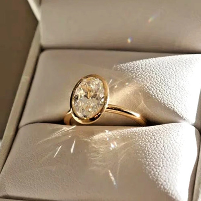 #ad #ad 2.10Ct Oval Cut White Diamond Ring VVS1 925 Silver Yellow Finish US 6.5 $141.25