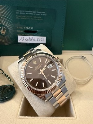 Rolex Datejust 41mm Chocolate Dial Two-Tone Fluted Bezel. Box Papers. 126331