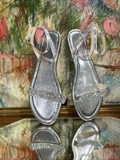 BRAND NEW Silver Rhinestone Flat Sandals Sz 12  Wedding, Prom, Formal