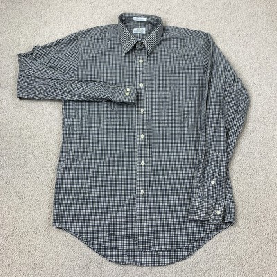 Eagle Shirtmakers Button Up Shirt Men's 15.5 34/35 Long Sleeve Black White Check