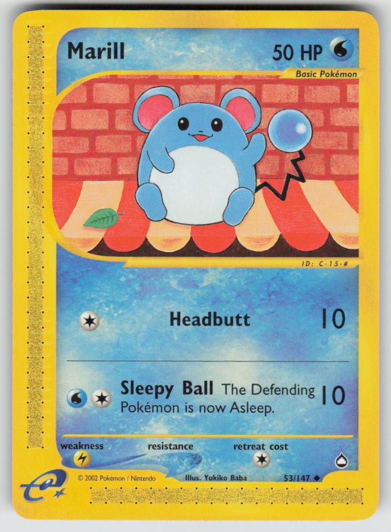 Marill 53/147 Uncommon Aquapolis Pokemon NM