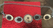 Chico's Artisan Silvertone Goldtone Medallion Chain Belt Adjustable