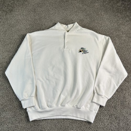 VINTAGE David Allan St Andrews Pullover Herren 2XL weiß Schottland Golf Sweater 90s