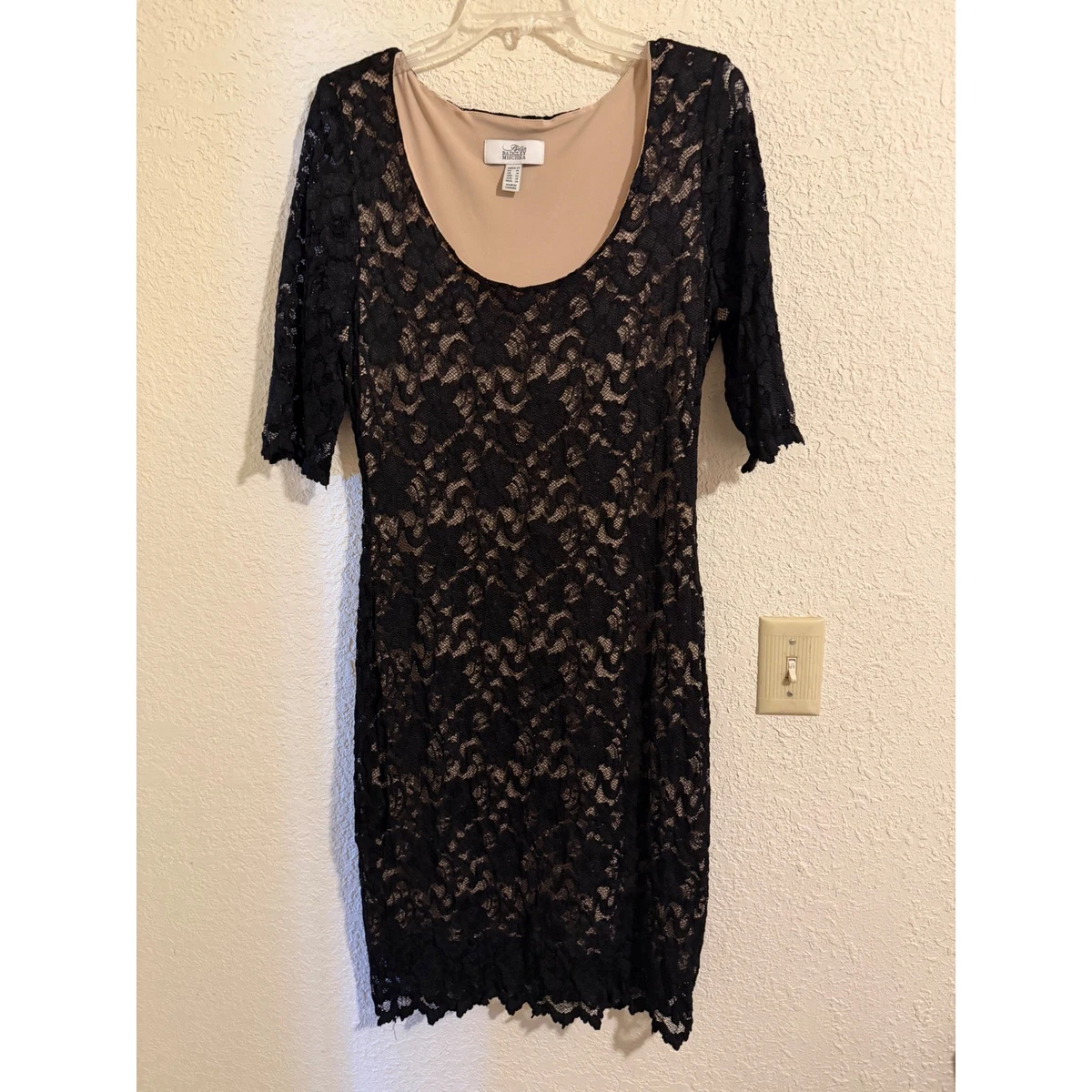 knee length dresses for ladies Long Sleeve Lace Hem Midi Dress by Badgley Mischka main image 0