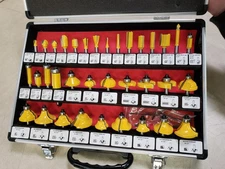 Unranded Router Bits 35 Pcs Set, 1/4" / 1/2" Shank Tungsten Carbide Tips Yellow