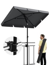 Sonnenschirm 225cm rechteckig Balkonschirm mi...