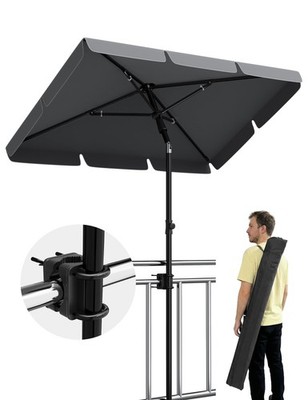Sonnenschirm 225cm rechteckig Balkonschirm mit 45° facher Neigung  knickbar