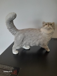 LGE BESWICK PERSIAN CAT TAIL ERECT HEAD UP SHADED GREY GLOSS CONNOISSEUR JBCOC5