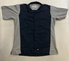 Red Kap Men's Short Sleeve Two-Tone Crew Shirt Size Large Gray Blue