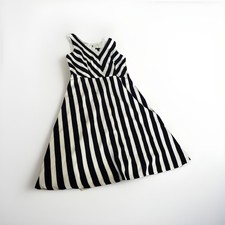 NWOT Ann Taylor Dark Blue  And Ivory Stripe Fit And Flare Dress Size 10