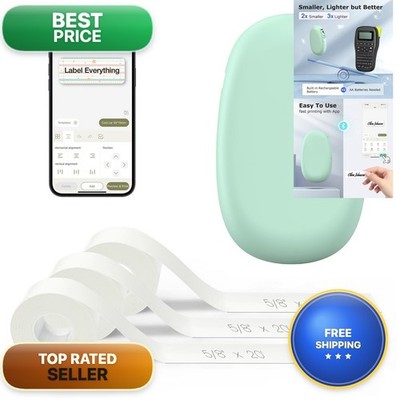Supvan E10 Bluetooth Label Maker Machine 3 Tapes Green Bundle
