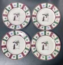 SNOW BEAR Pfaltzgraff 4 Salad plates 8 3/8" Christmas