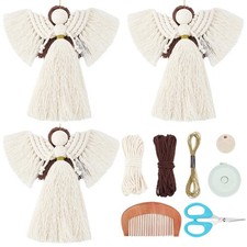 3 Set DIY Macrame Angel Kit for Beginners With Instructions, Boho Angel Decor...