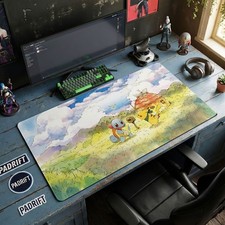 Squirtle Pikachu Meadow Art XL Gaming Mouse Pad, Pokemon Desk Mat