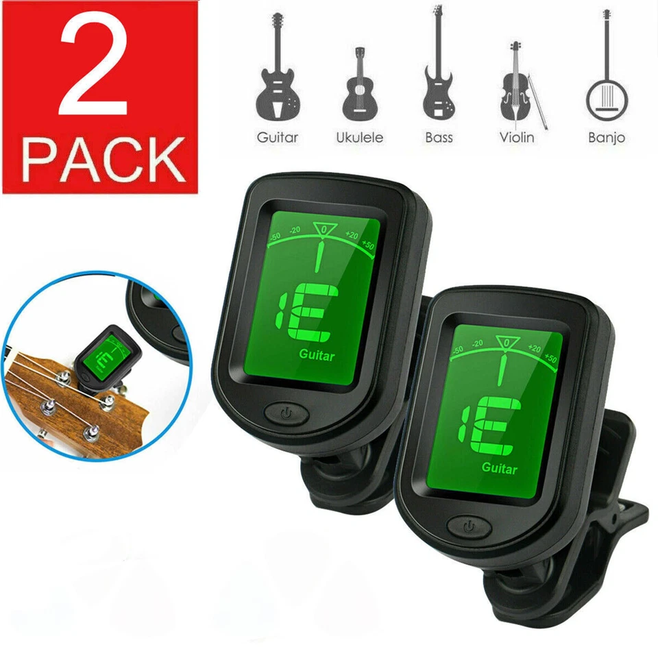 1/4PK Clip-On LCD Clip-on Digital Tuner for Guitar Bass Violin Ukulele Chromatic - Bild 2 von 4