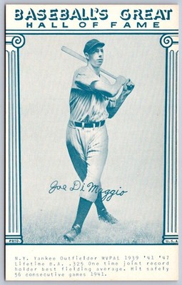 K39/ Interesting Non-Postcard Joe DiMaggio Baseball Arcade Card Yankees 419