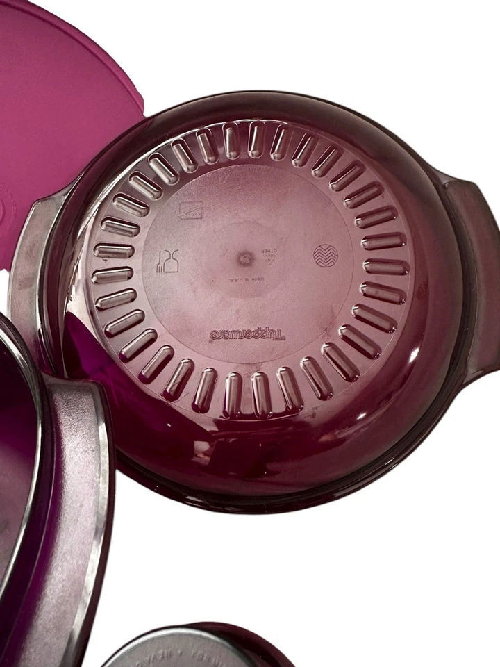 Juego de 4 piezas Tupperware Tupperwave cocina apilable de 3 cuartos microondas berenjena púrpura Foto 3 de 4