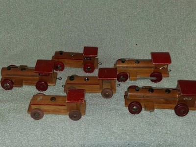 Frühe BRIO Holzboden-Zug Lokomotiven x6 um 1960-64 Osby Schweden Original Lot
