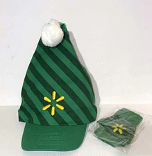 Walmart Associate Santa Hat Ball Cap Trucker Stocking w/ Fingerless Gloves Green