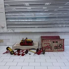 Marx MAR Toys Tin Caterpillar Bulldozer w Attachments & Box 1940s USA Works
