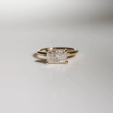 Radiant Moissanite Engagement Ring: 14k Solid Gold 2ct East West Wedding Ring