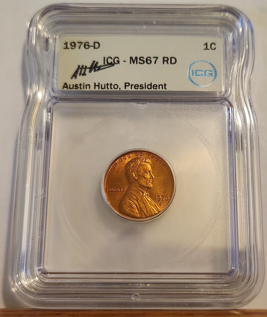 1976 D Lincoln Memorial Cent ICG MS 67 RD (RARE) AUSTIN HUTTO