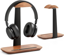 Walnut Headphone Stand, Wood Headset Stand for Desk, Universal Headphone Holder