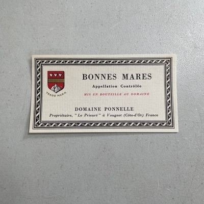 Vintage Wine Bottle Label -- Domaine Ponnelle Bonnes Mares France