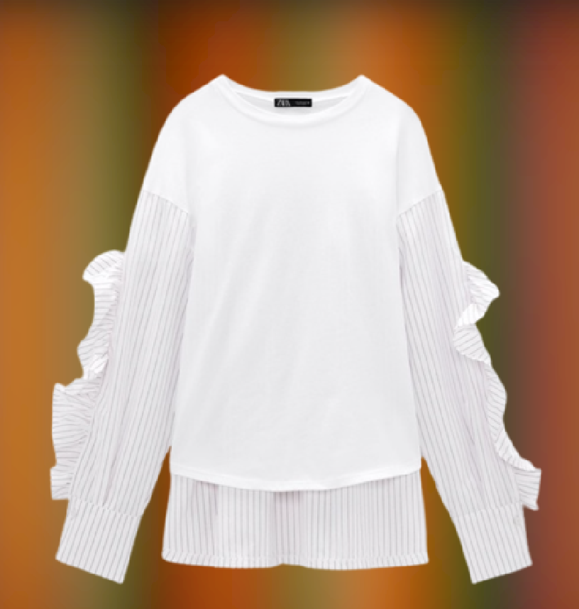 white ruffle top zara