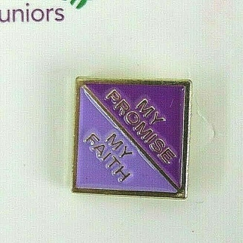 New Girl Scout Juniors My Faith My Promise 1/2" Lapel Award Pin Purple
