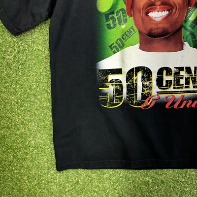 50 Cent Rap Tee G Unit T Shirt Vintage Size XL Black Hip Hop Fade