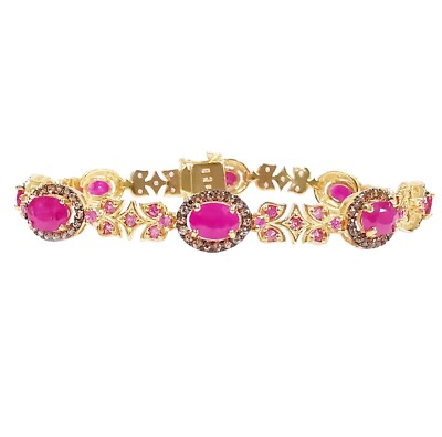 Bracelet en argent Mehers Jewel 10,71 ct rubis, saphir officiel rose et zircon marron