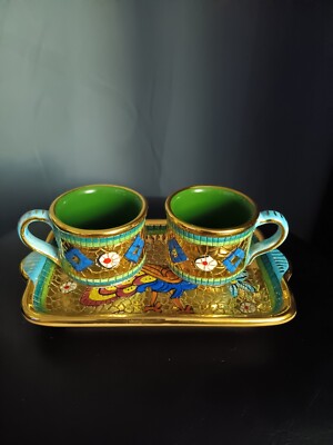 Sambuco Mosaic Set Of 2 Espresso Cups And Tray