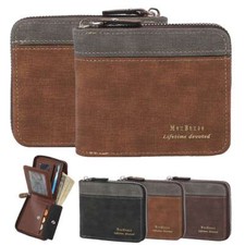 RFID Blocking Mens Leather Wallet Credit Card ID Holder Zipper Purse Waterproof