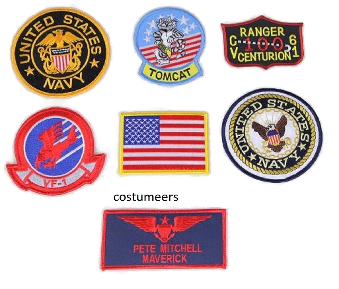 TOP GUN MAVERICK NAME TAG FLIGHT SUIT NAVY PATCH SET OF 7 COSTUME | eBay