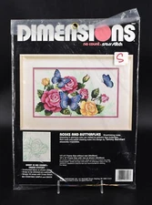 SEALED VTG Dimension No Count Cross Stitch Kit 3957 Roses & Butterflies Barnhart