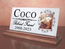 Pet Memorial With Picture for Shelf or Mantel - Solid Marble - 4" x 8"