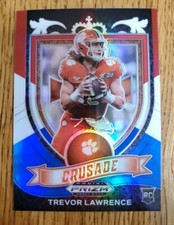2021 Panini Prizm Football Draft Picks Trevor Lawrence Red White Blue Crusade RC