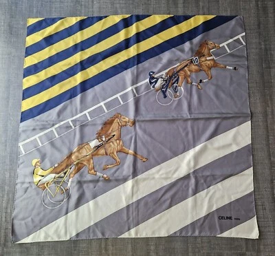 Foulard CELINE vintage !!! Celine Silk Scarf Celine Horse Jokey / No Triomphe - Photo 1/4