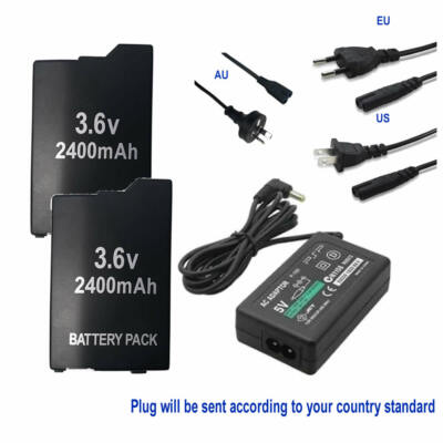 2X Rechargeable Battery + 5V Charger for Game PSP Slim 2000/2001/3000/3001/3003