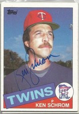Minnesota Twins KEN SCHROM autographed 1985 Topps