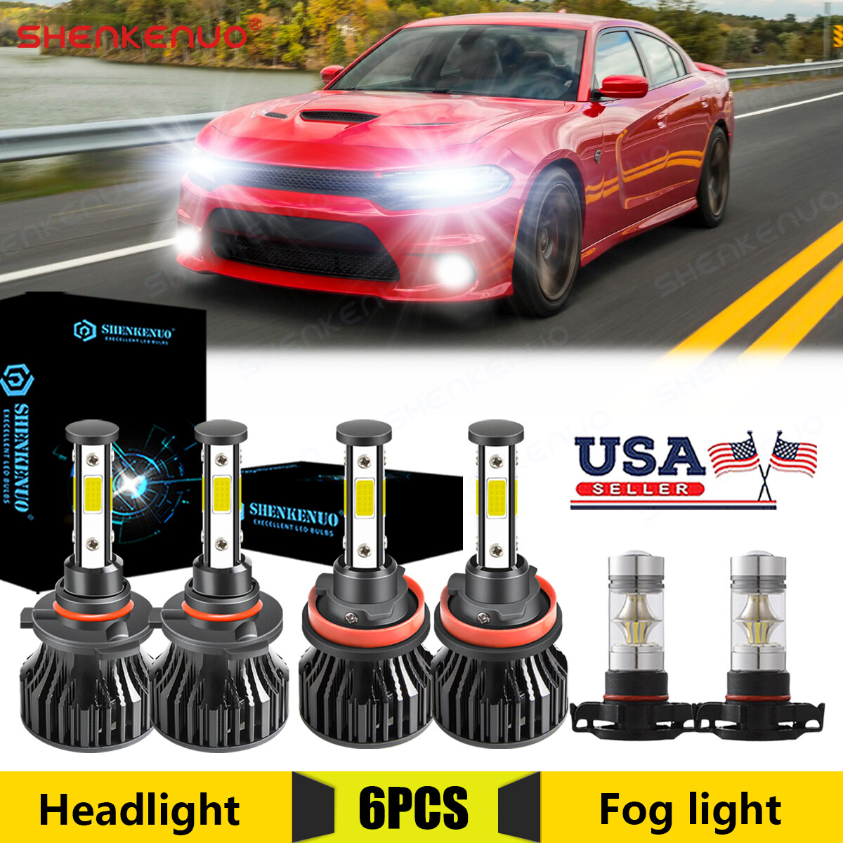 For Dodge Charger 2011-2013 2014 9005 H11 5202 LED Headlight Hi/Lo + Fog Bulbs | eBay For Dodge Charger 2011-2013 2014 9005 H11 5202 LED Headlight Hi/Lo + Fog Bulbs | eBay