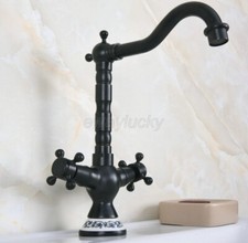 Oil Rubbed Bronze Dual Handle Bathroom Sink Tap Vanity Basin Kitchen Faucet
