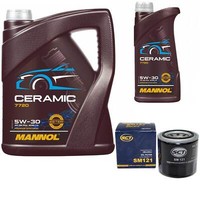 MotoröL Set Mannol 5W-30 Ceramic 6 Liter + ÖLfilter FüR Hyundai Genesis Subaru