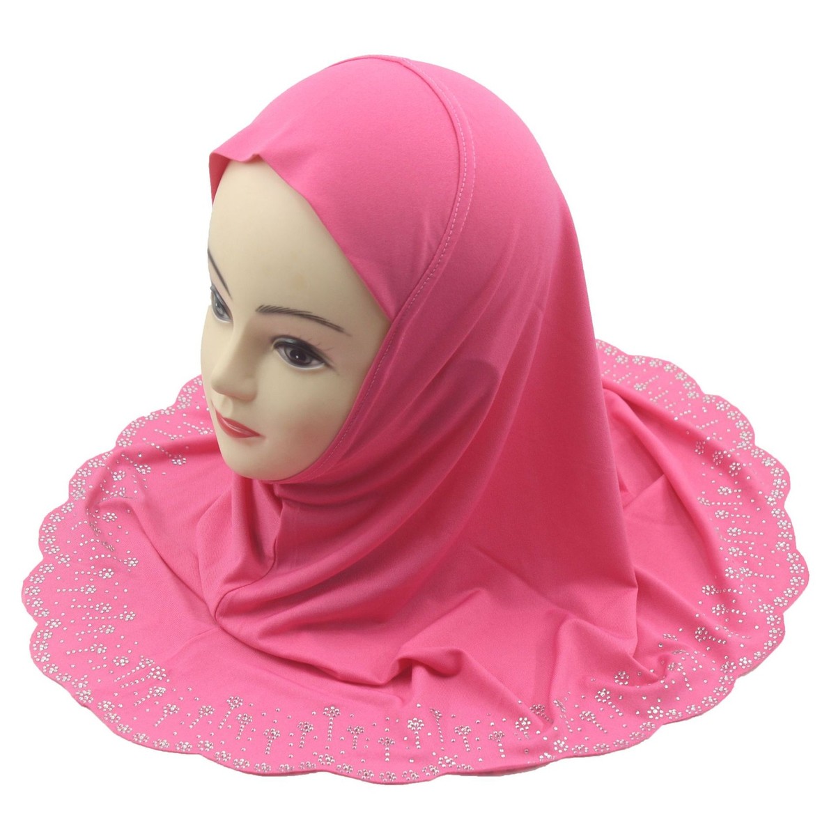 6-12Y Kids Girls Hijab Pull On Scarf Wrap Shawl Muslim Girls
