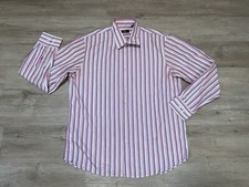 Hugo Boss Shirt Mens Size 43 17 Pink Striped Button Up Long Sleeve