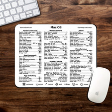 Apple Mac OS MOUSE PAD comprehensive list of Shortcuts for your Mac. Made in USA