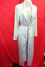 House Of London Vintage Silky Satin Silver Gray Loung Coat Size Xs