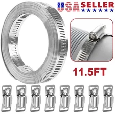 11.5ft Adjustable Large Hose Clamps Worm Gear Stainless Steel Clamp +8 Fasteners