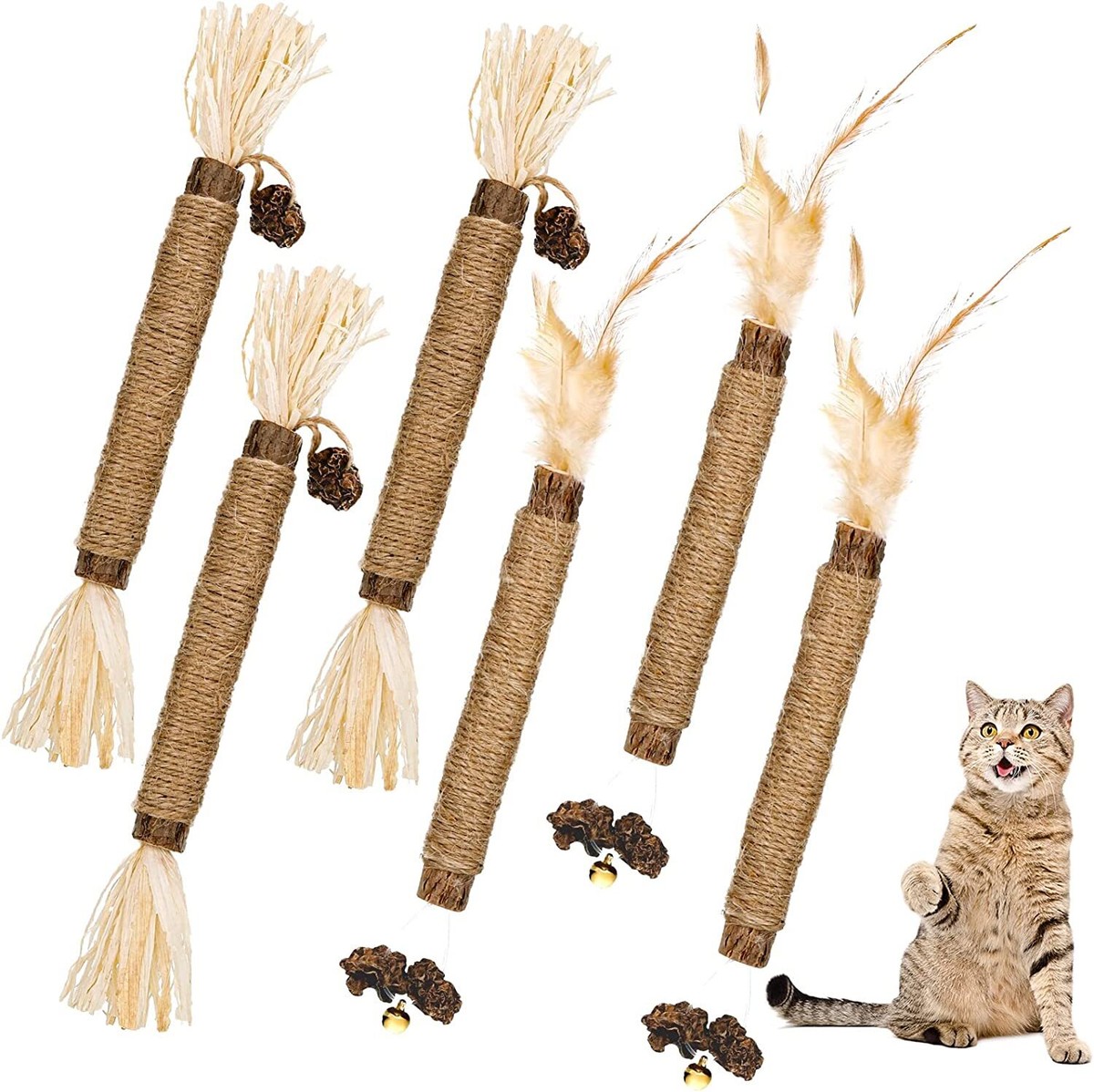 Dacitiery Silvervine Chew Sticks Cat Toys, Pack Natural Cat